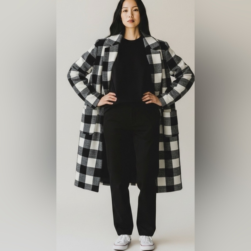 Revamped Monochrome Plaid Cape